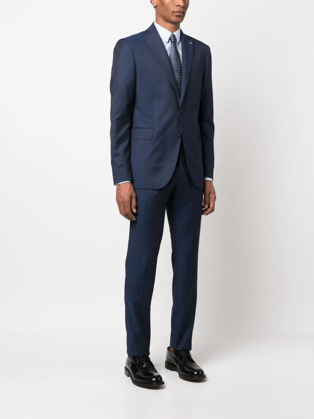 Tagliatore Logo-plaque Single-breasted Suit In Blue