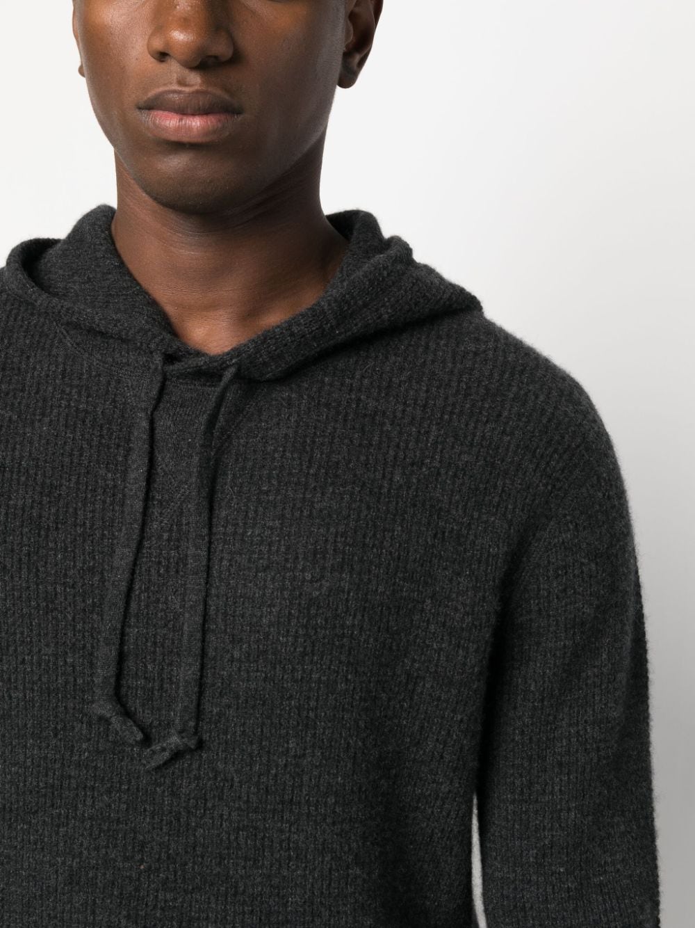 Shop Polo Ralph Lauren Ribbed-knit Cashmere Hoodie In Grey