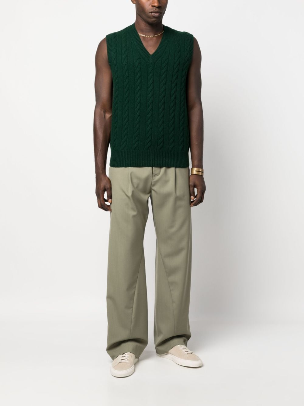 Shop Polo Ralph Lauren Cable-knit Sleeveless Vest In Green