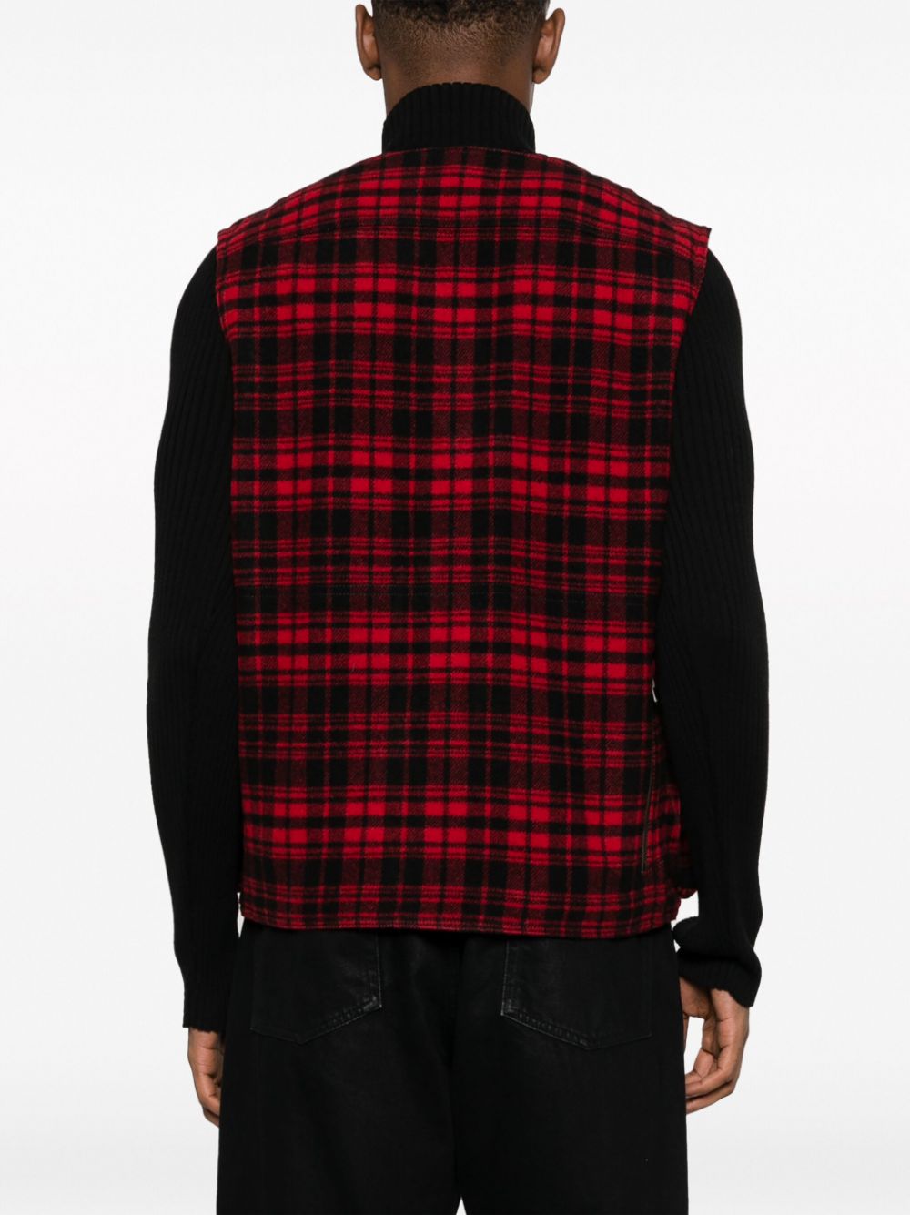 Shop Polo Ralph Lauren Check-print Zip-up Gilet In Red