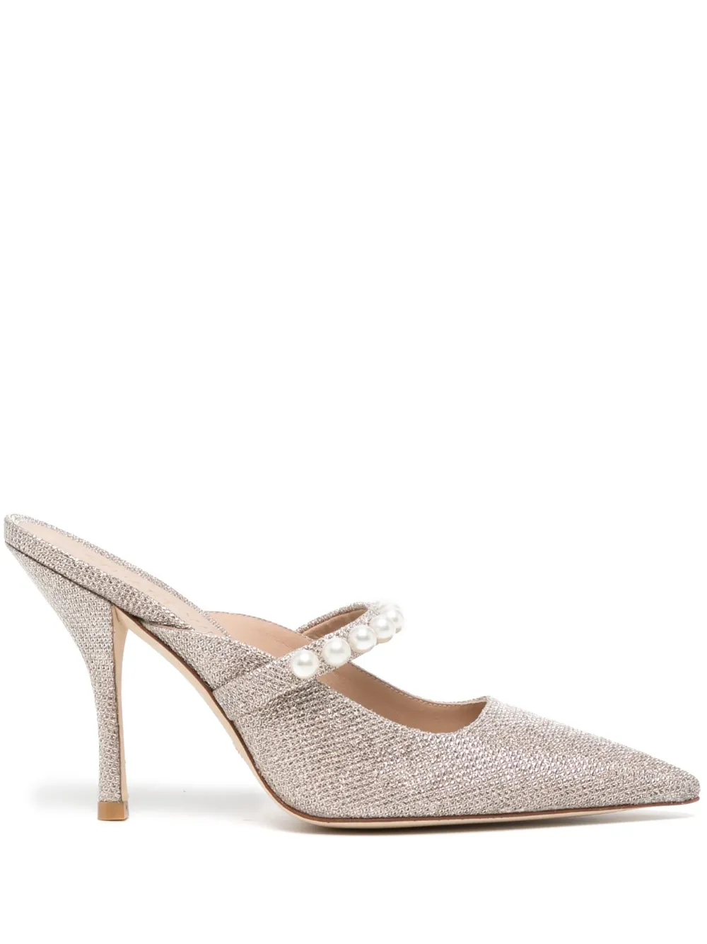 Stuart Weitzman Goldie 100mm Pointed-toe Mules In Silver