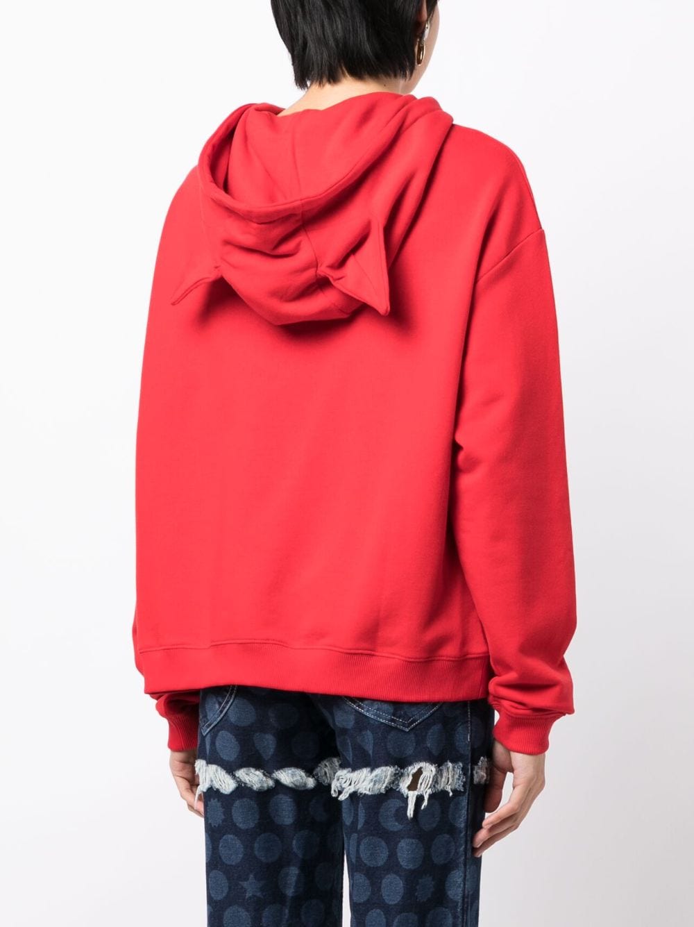 Shop Charles Jeffrey Loverboy Logo-patch Organic-cotton Hoodie In Red