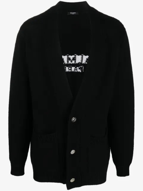 Balmain logo intarsia cardigan