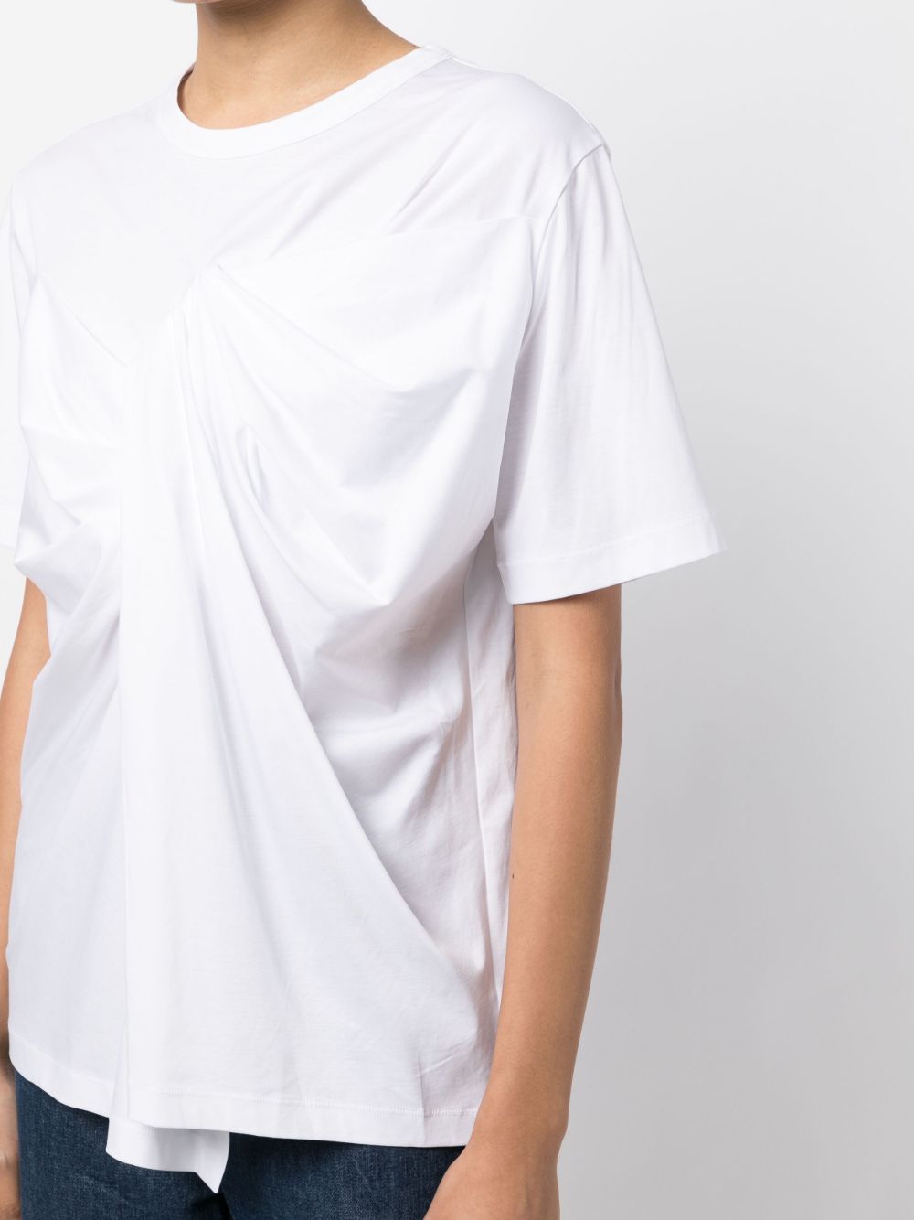 Jnby Gathered Cotton T-shirt In White | ModeSens