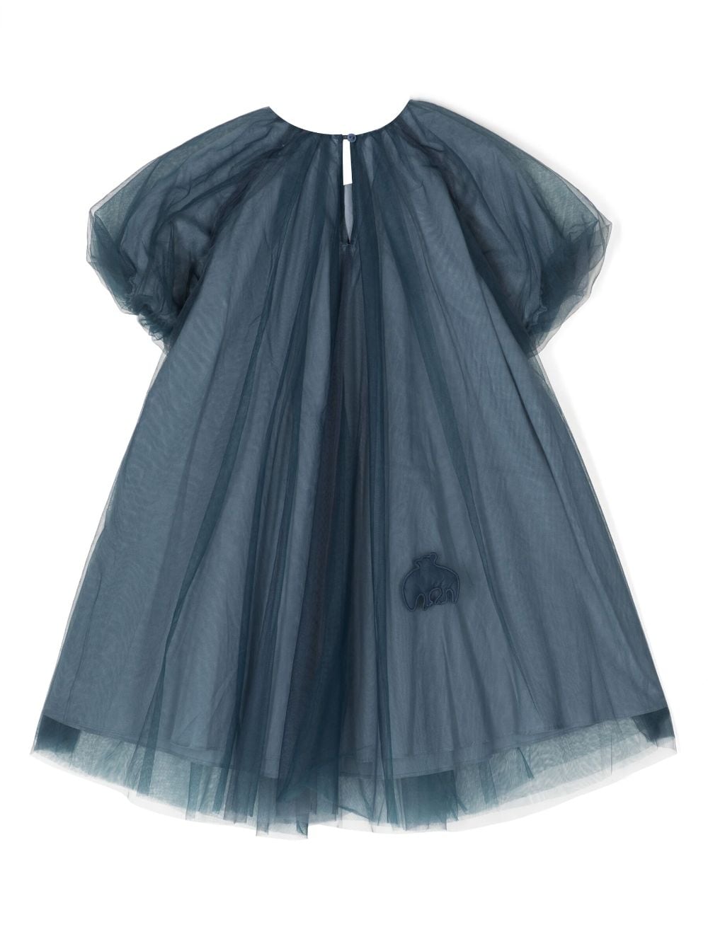 Shop Jnby By Jnby Logo-patch Tulle Dress In Blue