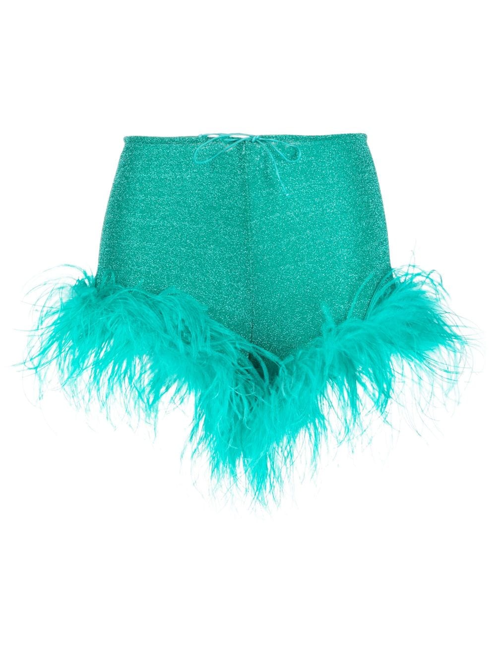 Oséree Lumière Plumage feather-detail shorts - Green