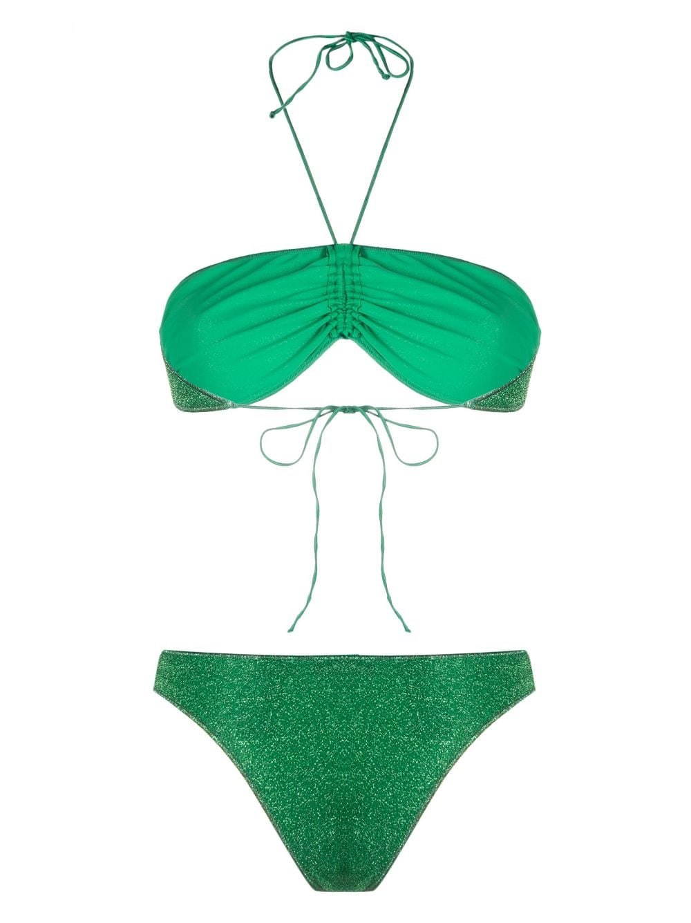 Oséree gathered-detail lurex bikini - Groen