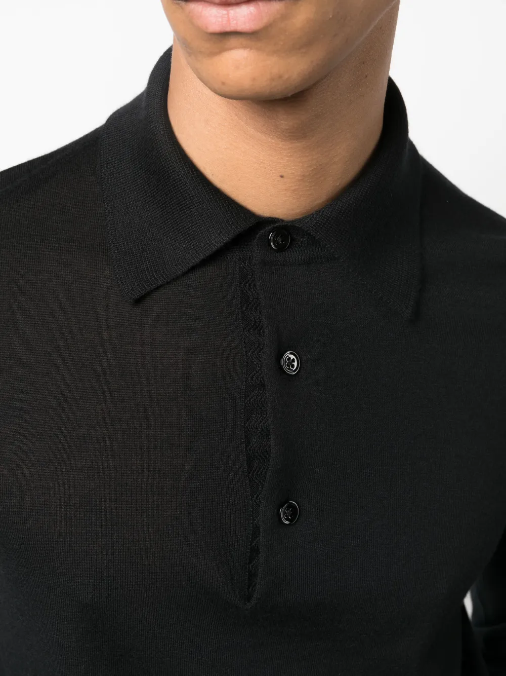 TOM FORD スキッパーポロシャツ ロングスリーブ ダークブラウン 46 TOM FORD スキッパーポロシャツ ロングスリーブ ダークブラウン 46
