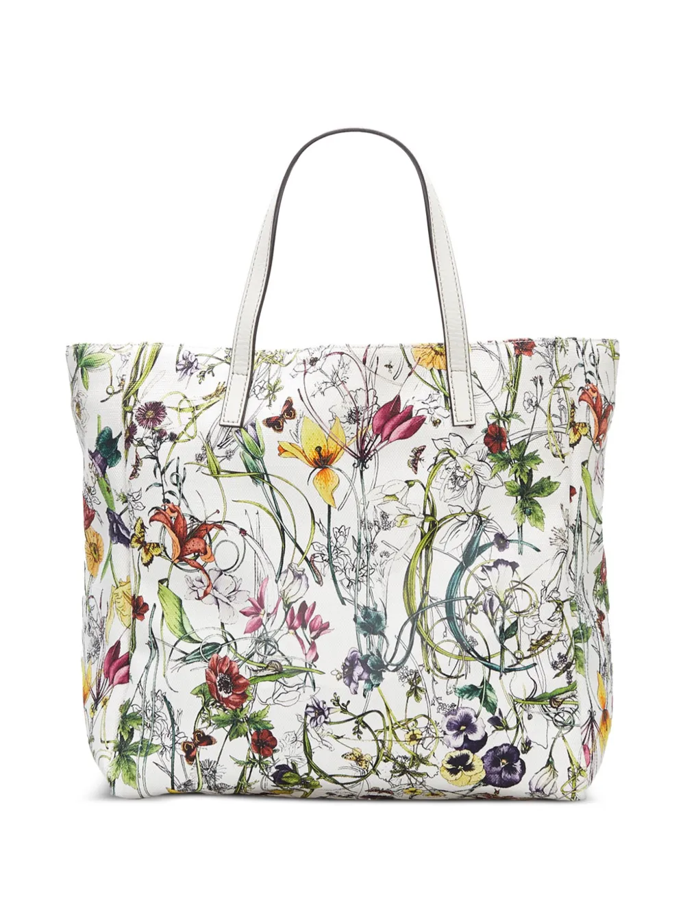 Gucci Pre-Owned Flora-print canvas tote bag - Wit