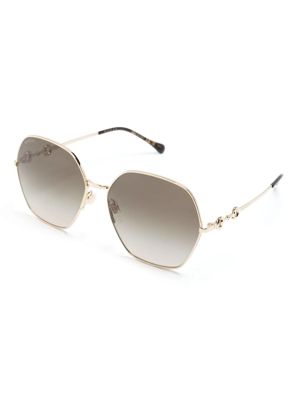 Gucci Eyewear Horsebit zonnebril met rond montuur - Goud