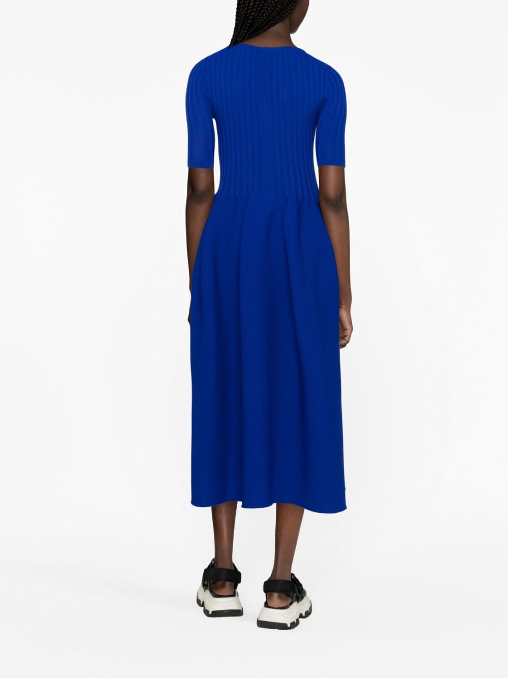 Shop Cfcl Pottery Ribbed-knit Midi Dress In Blue