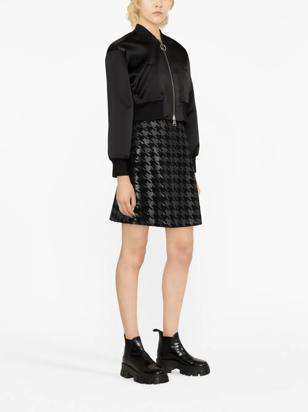 Moncler X Frgmt Houndstooth Pattern Miniskirt In Schwarz