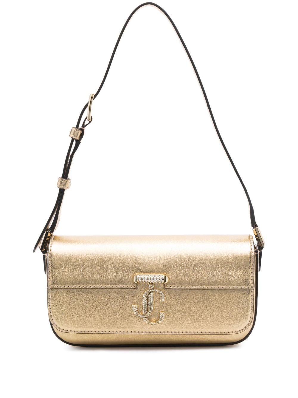 Shop Jimmy Choo Mini Avenue Leather Shoulder Bag In Gold