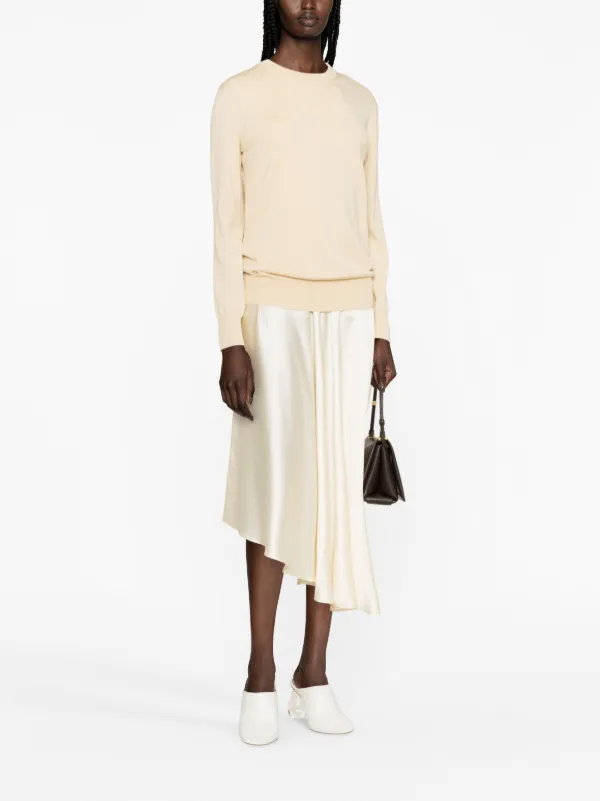 近年 JIL SANDER サイドスリット ニット クルーネック ホワイト系 Jil Sander クルーネック セーター | ニュートラル | FARFETCH JP