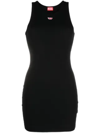 Diesel embroidered-logo ribbed-knit Dress | Black | FARFETCH