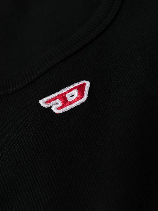 Diesel embroidered-logo ribbed-knit Dress | Black | FARFETCH