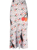 Sonia Rykiel Cherry-print twill midi skirt - Blue