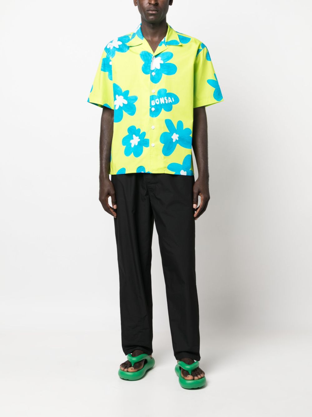 Bonsai floral-print cotton shirt - Groen