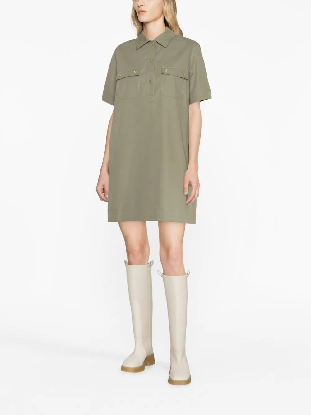 A.P.C. short-sleeve cotton shift dress - Groen