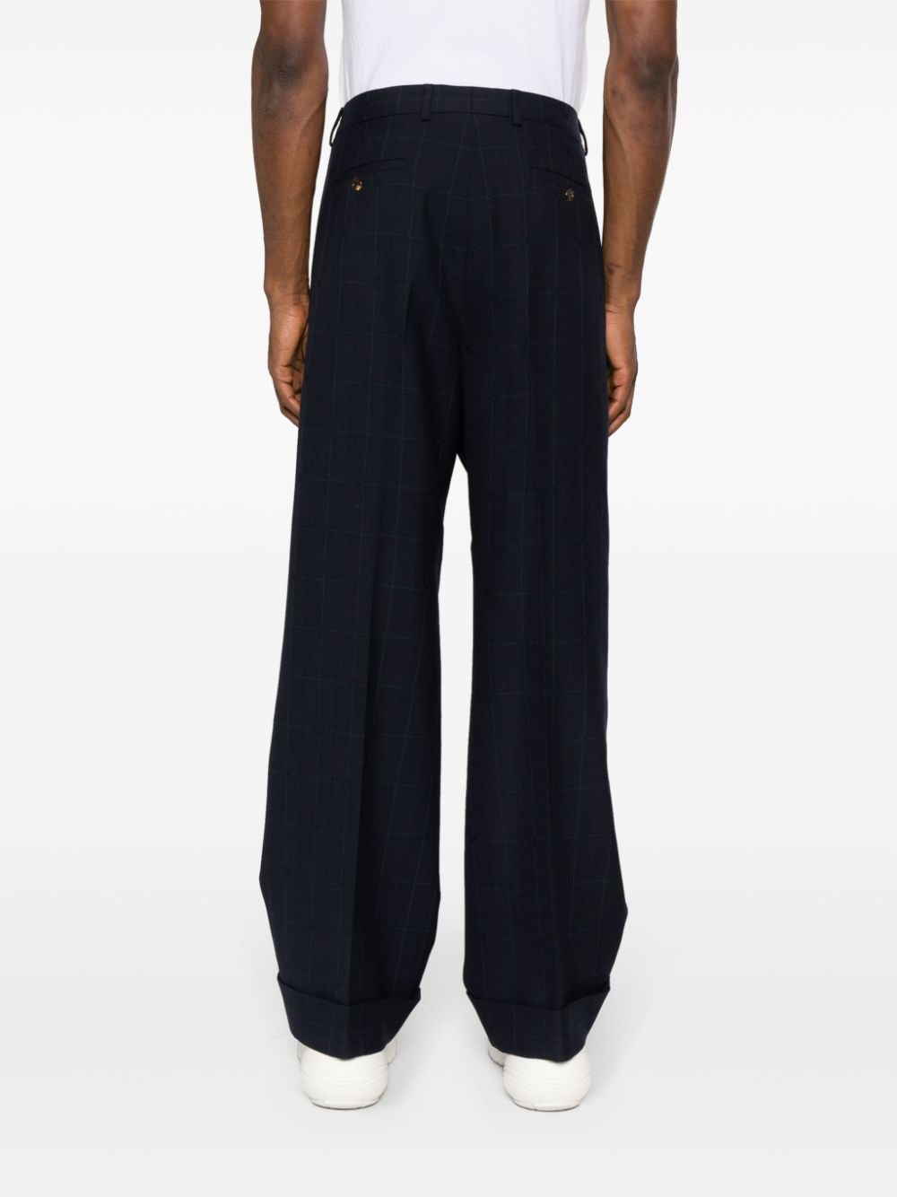 Shop Gucci High-waist Tailored Wool Trousers In Blue