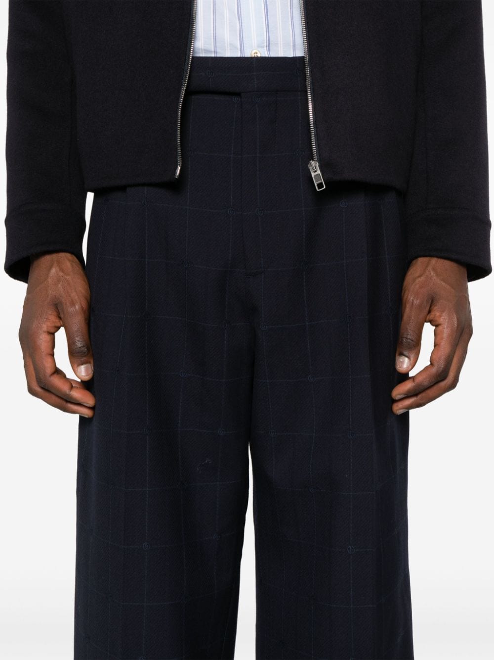 Shop Gucci High-waist Tailored Wool Trousers In Blue