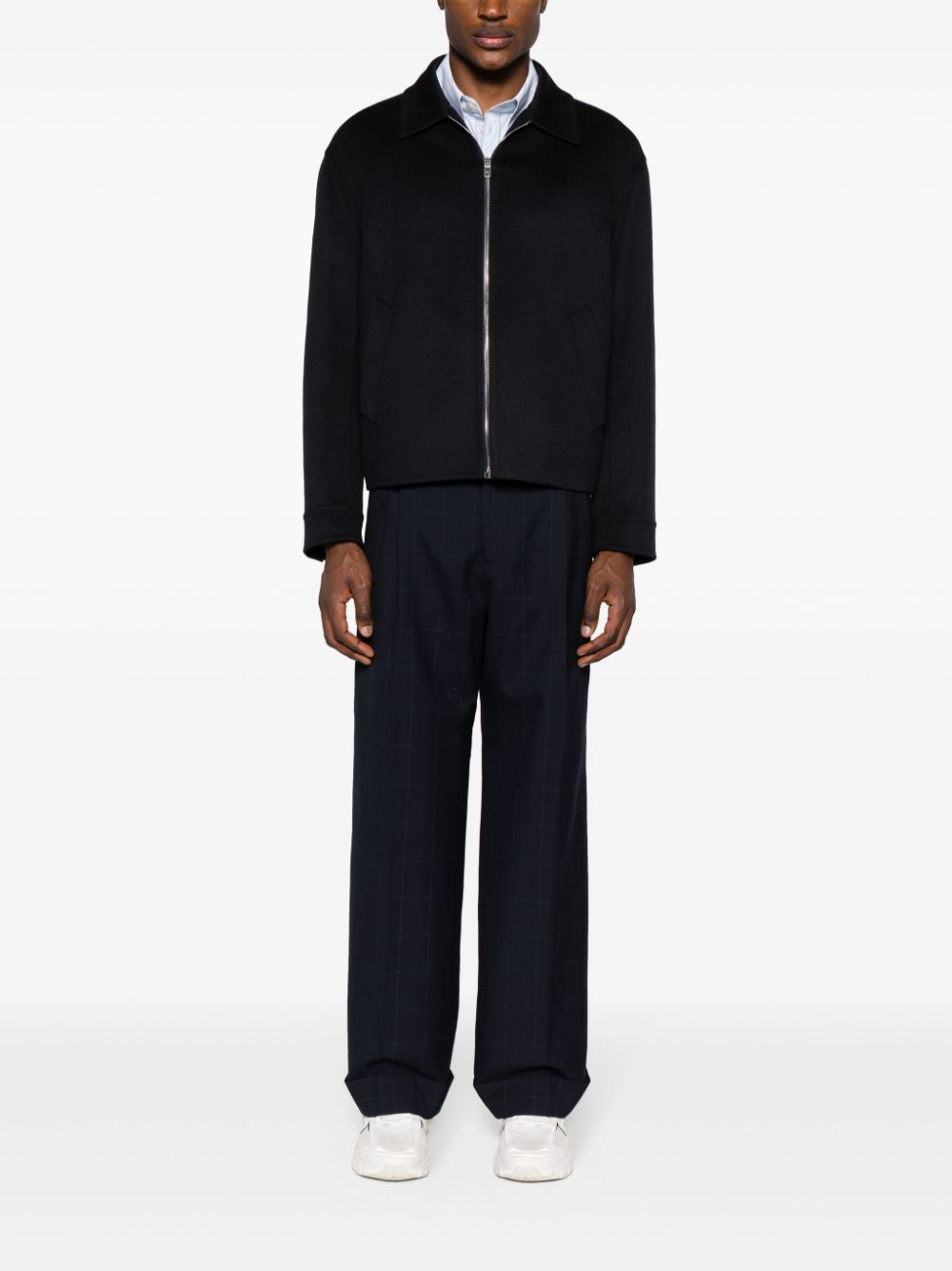 Shop Gucci High-waist Tailored Wool Trousers In Blue