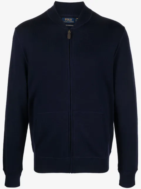 Polo Ralph Lauren zip-up felted wool navy jumper
