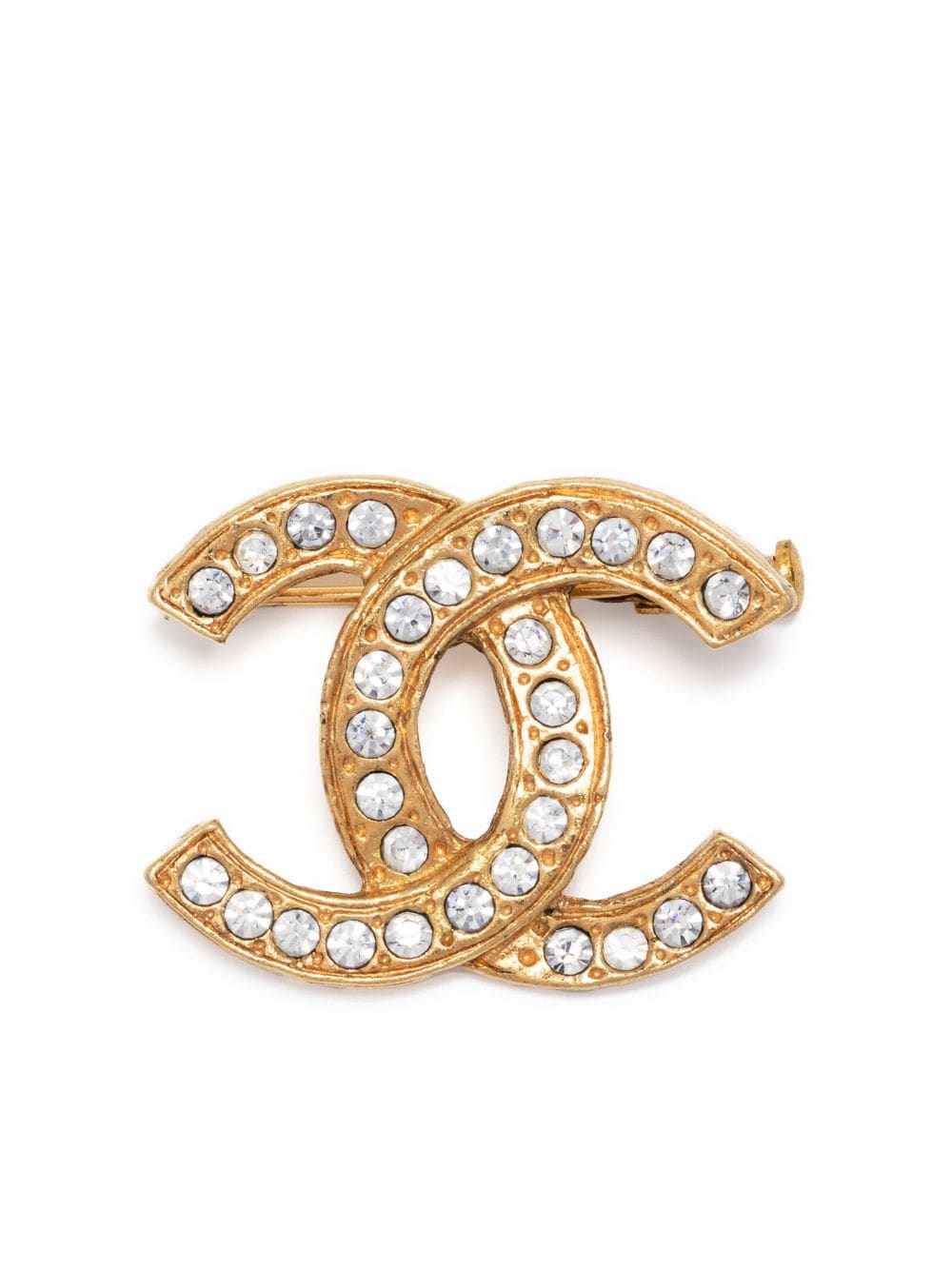 CHANEL Pre-Owned 1954-1971 CC-logo rhinestone-embellished brooch - Gold