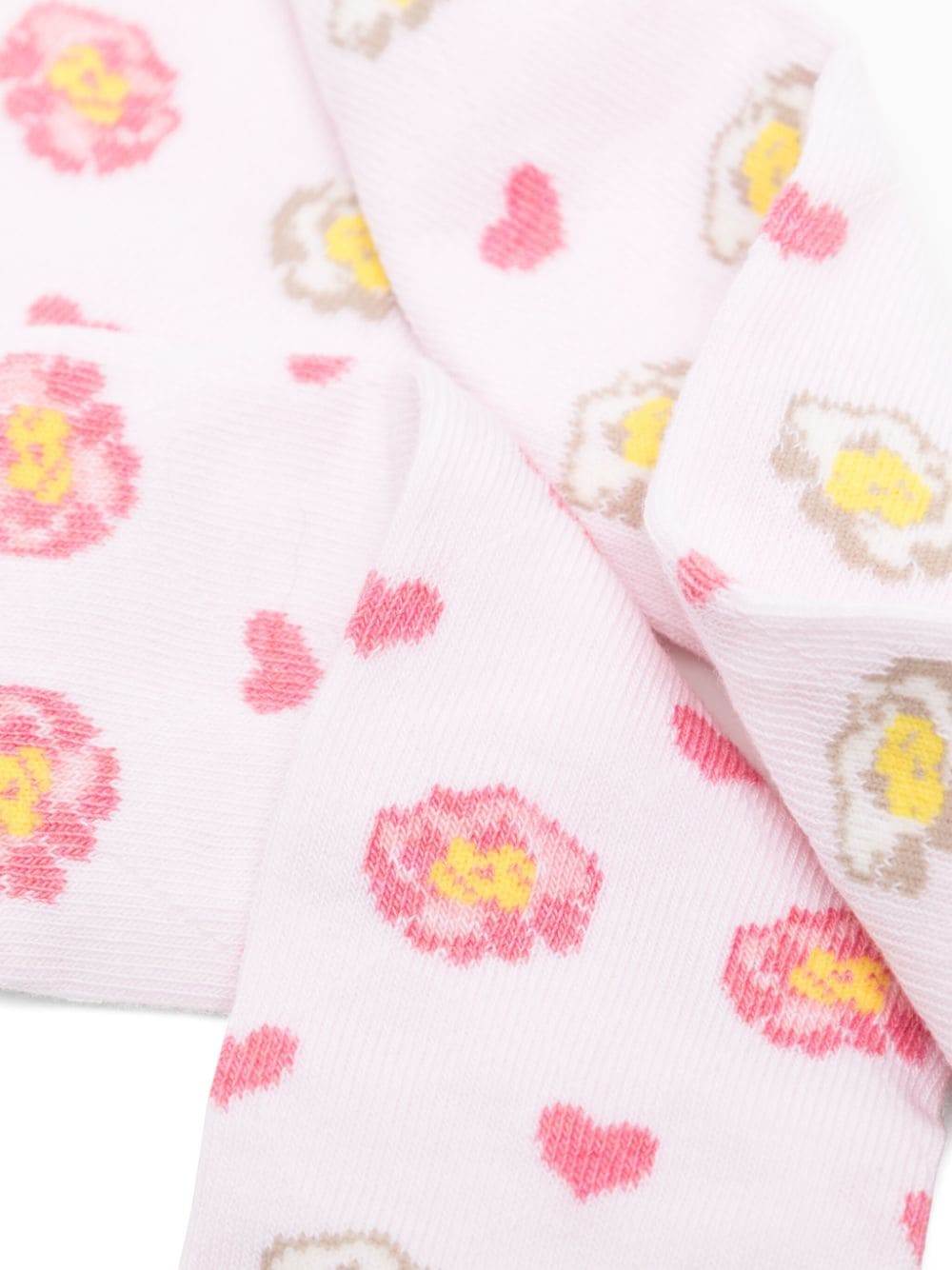 Shop Monnalisa Floral-jacquard Cotton Socks In Pink