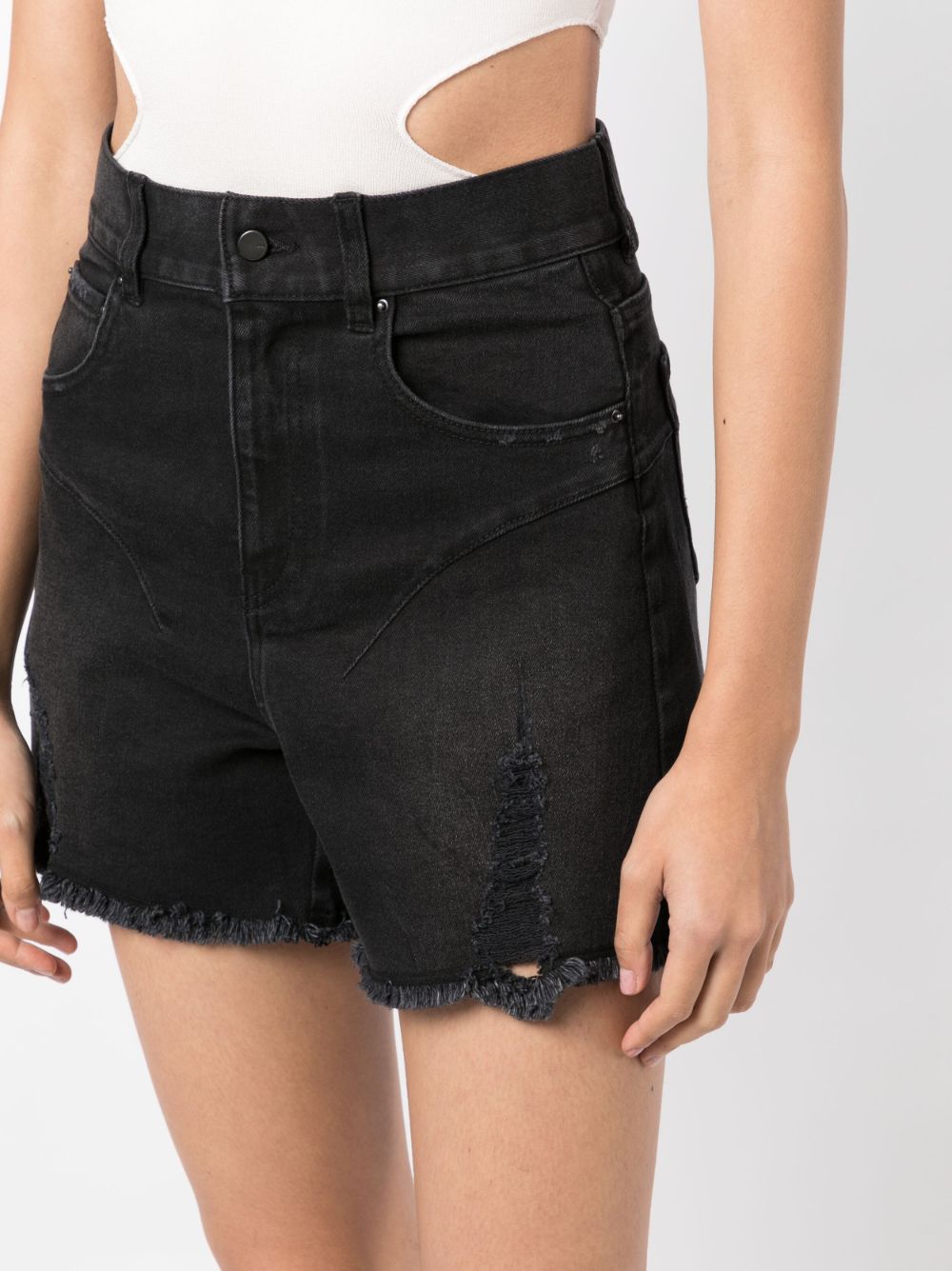 Shop Jnby Distressed Denim Shorts In Black