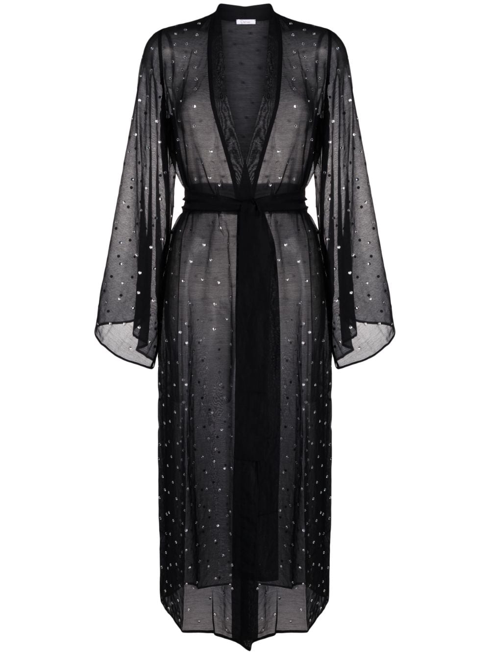 Oséree crystal-embellished long-sleeve dress - Black