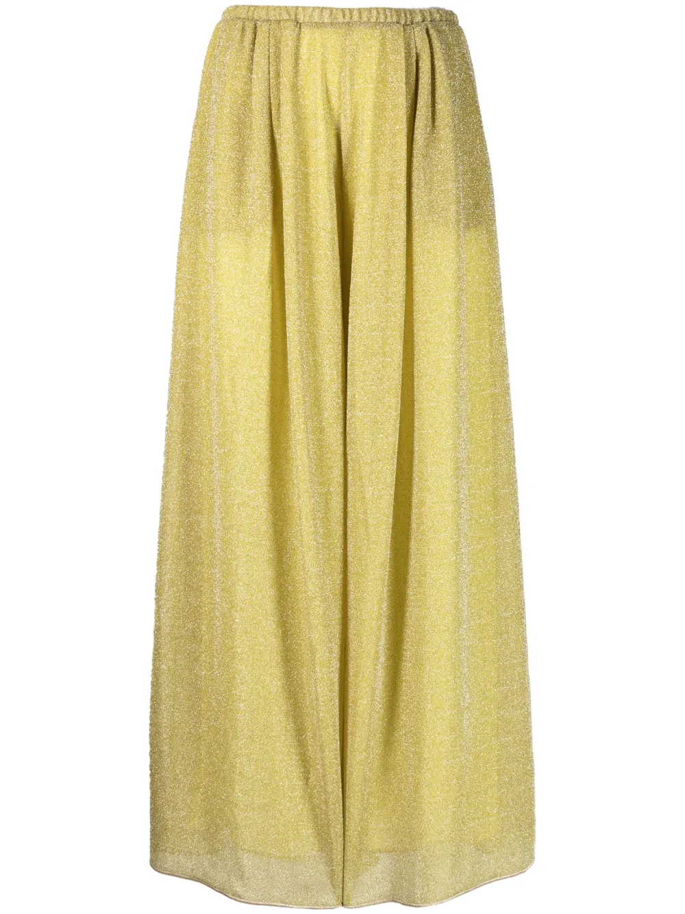 Shop Oseree Lumière Metallic-threading Wide-leg Trousers In Green