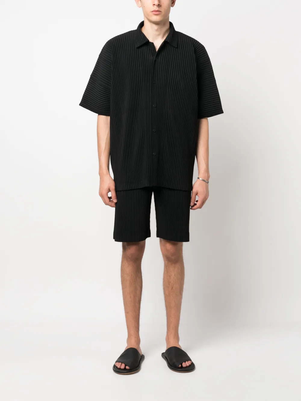 Homme Plissé Issey Miyake plissé short-sleeve shirt - Zwart