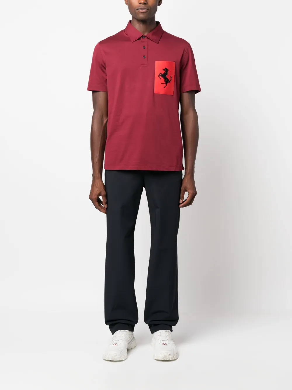 Ferrari high-waisted strap-detail straight-leg jeans - Blauw