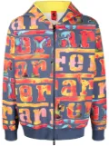 Ferrari logo-painterly zip-up hoodie - Blue