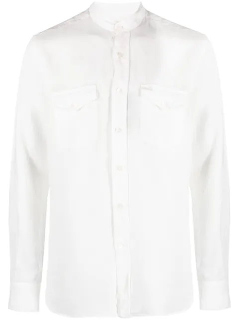 Canali stand-up collar linen shirt