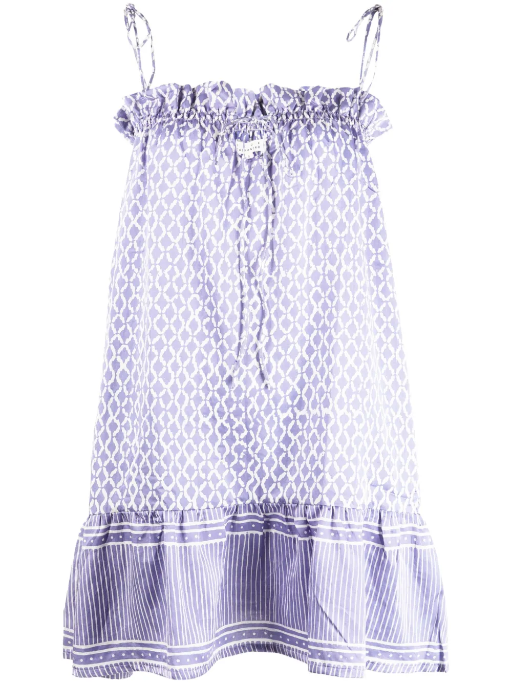 Cloe Cassandro Daisy Printed Silk And Cotton-blend Mini Dress In Purple