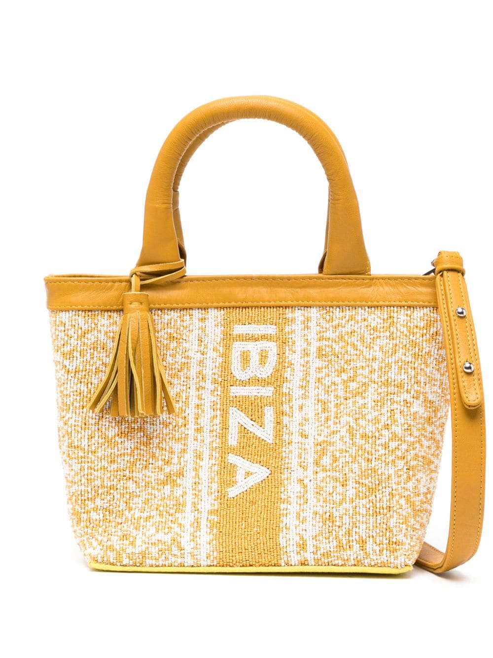 De Siena Shoes Ibiza Bead-embellished Tote Bag In Yellow