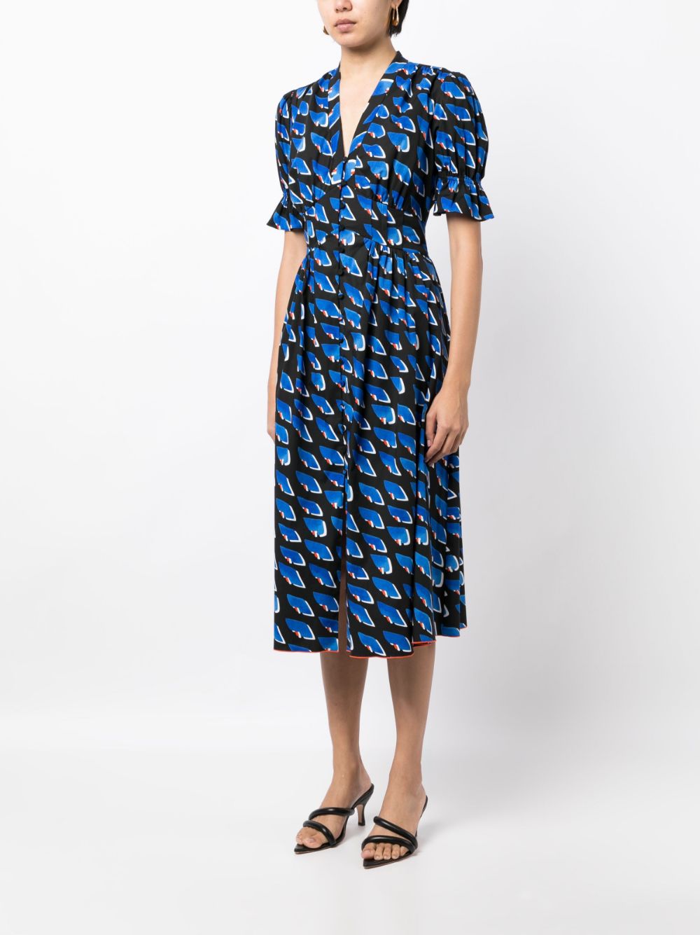 Shop Diane Von Furstenberg Erica Short-sleeve Midi Dress In Black
