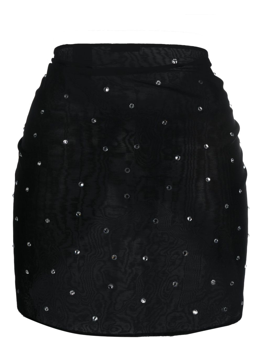 Oséree rhinestone-embellished self-tie skirt - BLACK