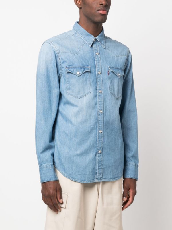 Levis blue best sale denim shirt