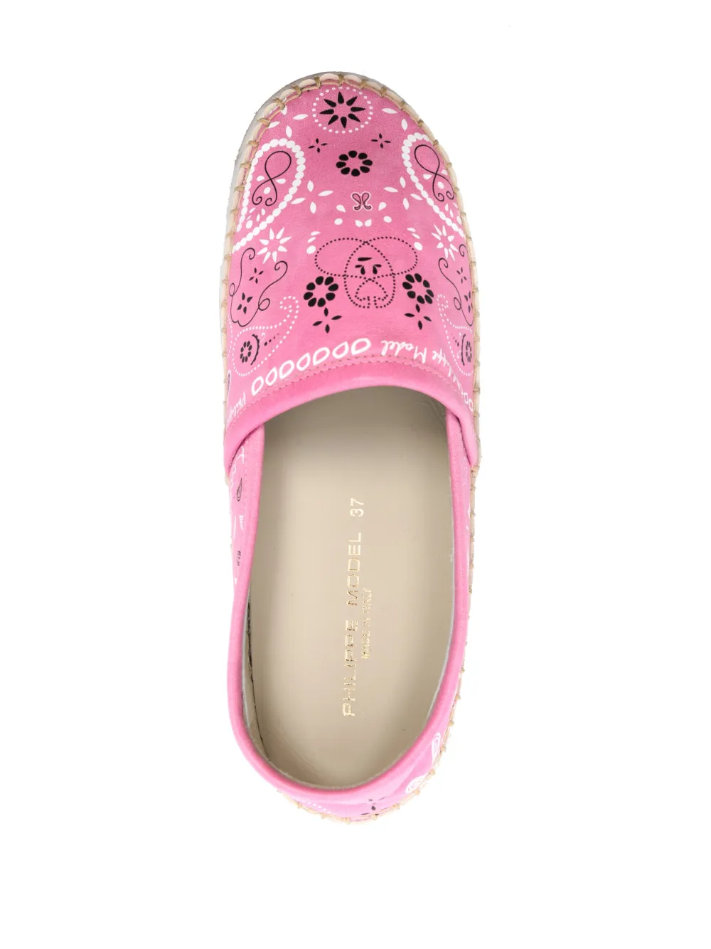 Philippe Model Bandana-print Leather Espadrilles In Pink