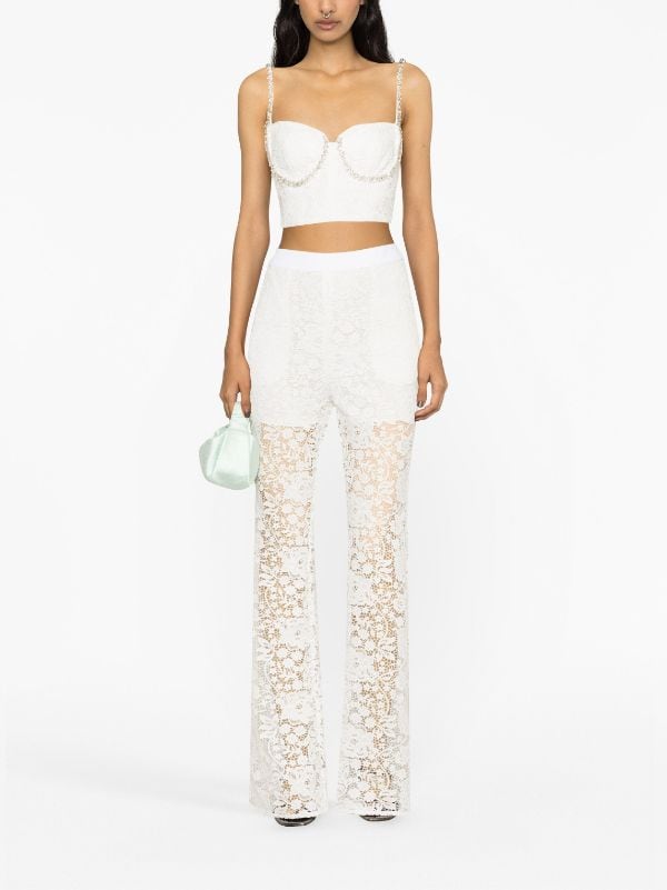 Self-Portrait crystal-embellished Cord Lace Top - Farfetch