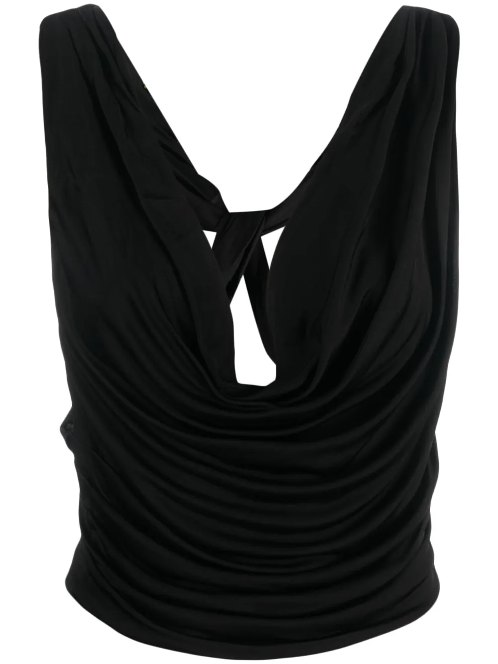Gauge81 Juara Draped Twisted Cropped Top In Black