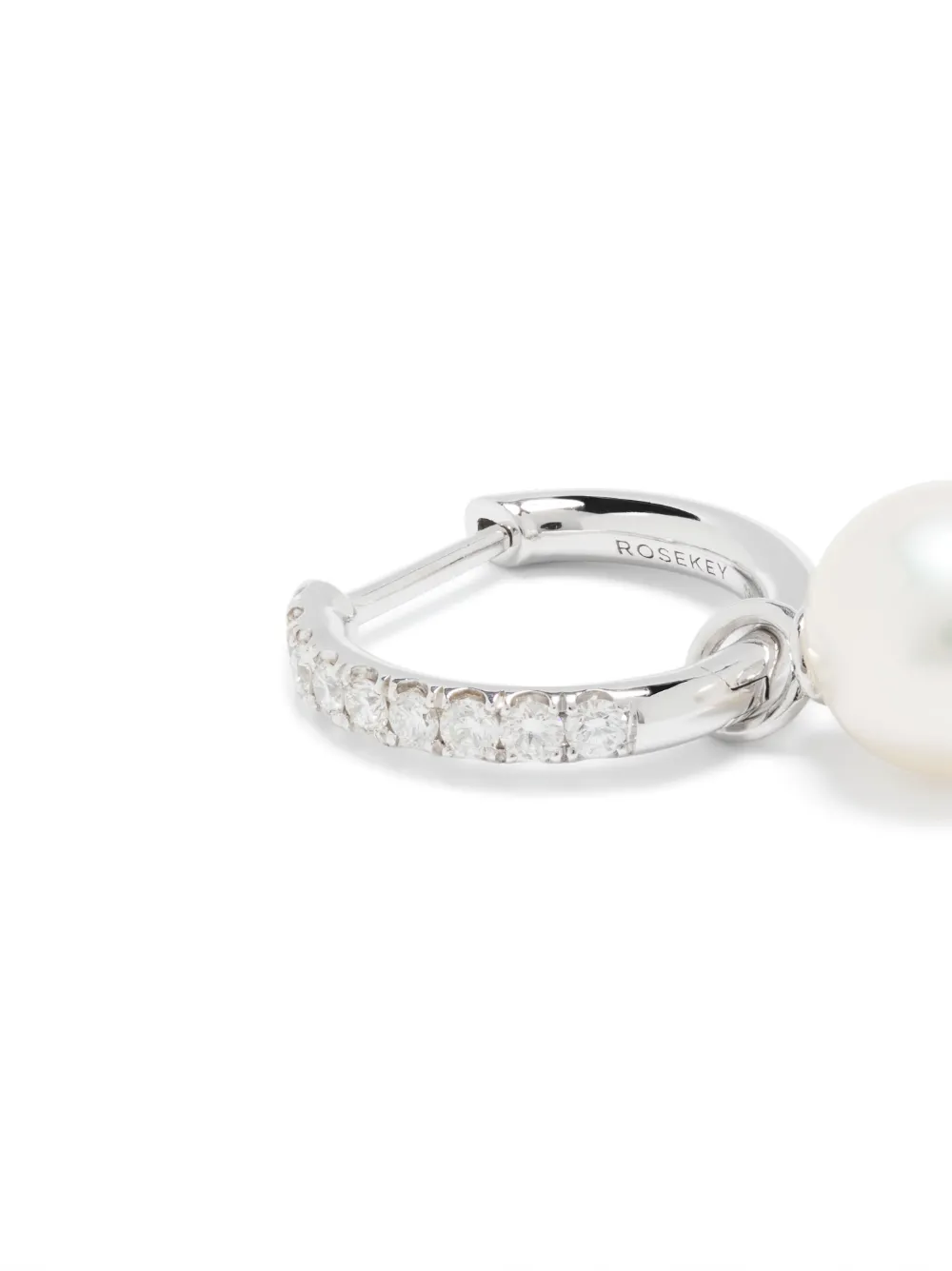 ROSEKEY Orecchini a cerchio in oro bianco 18 carati con diamanti e perle | Orecchini | Image 3