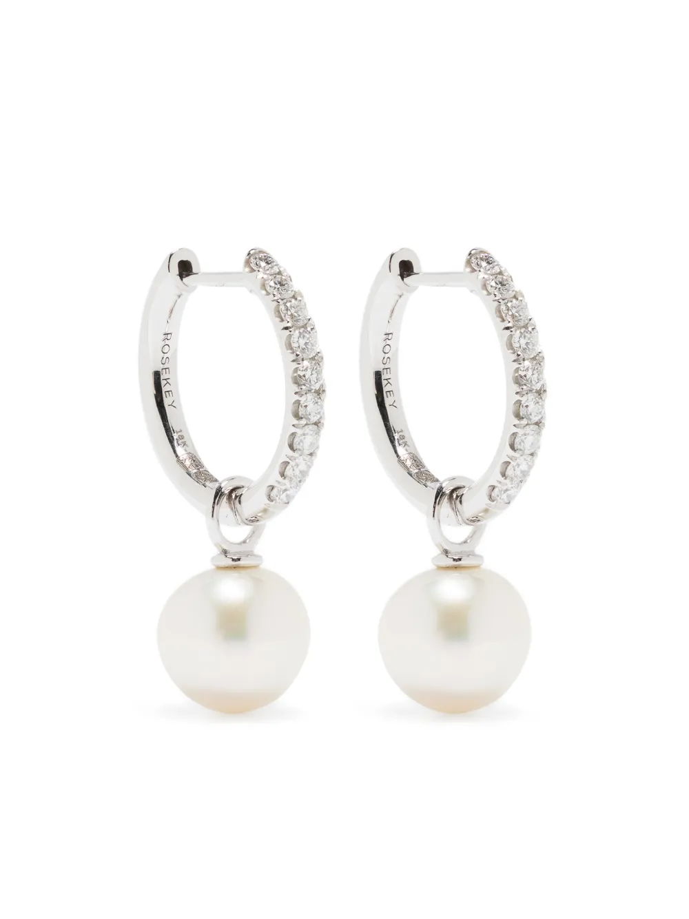 ROSEKEY Orecchini a cerchio in oro bianco 18 carati con diamanti e perle | argento | Image 1