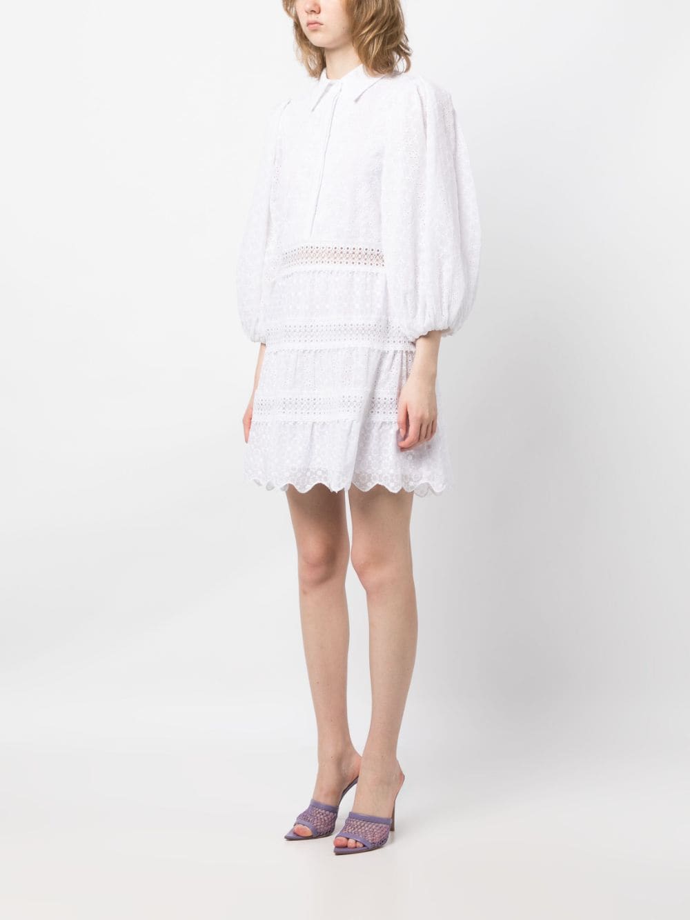 Shop Alice And Olivia Blakesley Long-sleeve Minidress In Weiss