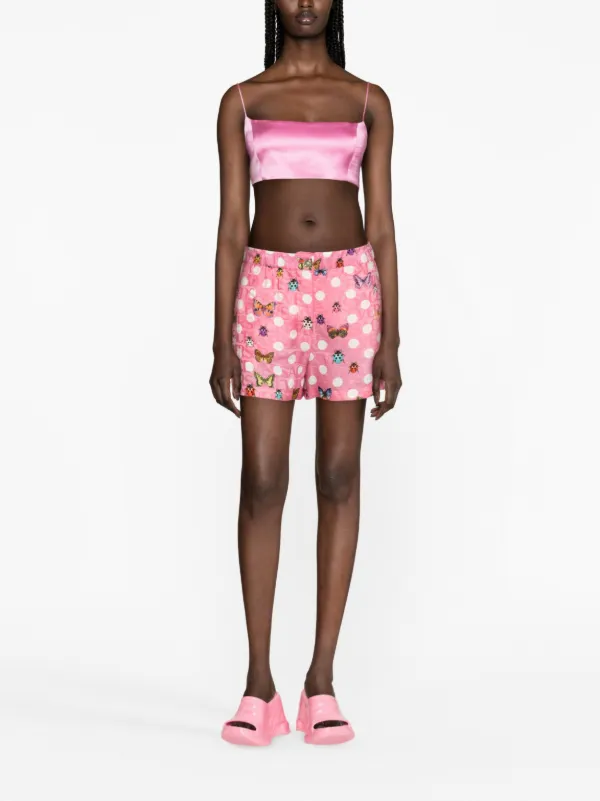 ワンピース VERSACE Women Short Skirts 10087421A063925B100 Pink Versace Butterflies-print silk-blend Shorts | Pink | FARFETCH