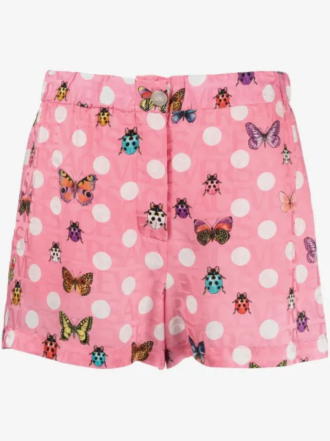 Versace Butterflies-print silk-blend shorts