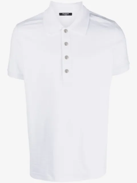 Balmain monogram-pattern piqué polo shirt 